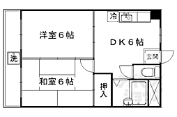 アクアエルフ上賀茂 2DKの間取図画像