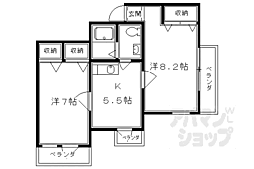 ライブコート神山 2DKの間取図画像