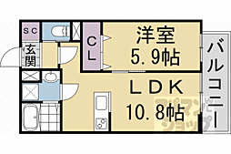 ForestMaison京都北山 WEST 1LDKの間取図画像