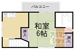 杉荘 1Kの間取図画像