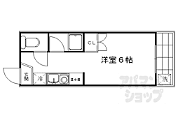 パープルバンブー 1Kの間取図画像
