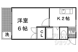 UKハイム北山 1Kの間取図画像