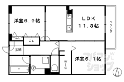 リーゾ北山 2LDKの間取図画像