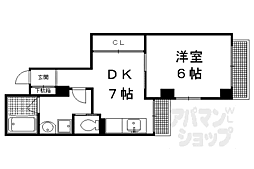 フレーヴァー北山 1DKの間取図画像