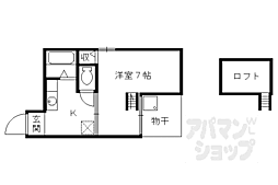 コットンハウス95 1Kの間取図画像
