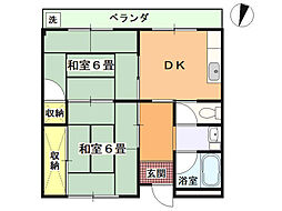 メゾン城ケ崎 2DKの間取図画像