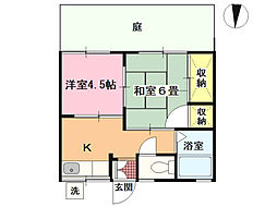 シティハイム白樺 2Kの間取図画像