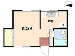カーサゆかわ 1Kの間取図画像