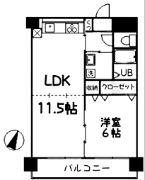 サンライズ 1LDKの間取図画像