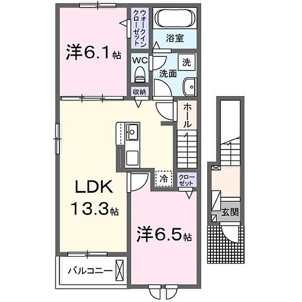 グラディート 201｜三重県津市白塚町(賃貸アパート2LDK・2階・59.55㎡)の写真 その2