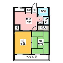 ラフィーネ南郊E 2DKの間取図画像