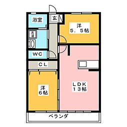 グリーンハイツ2 2LDKの間取図画像