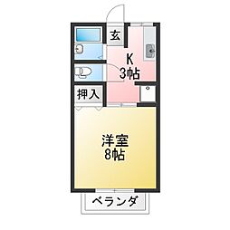 エフラット 1Kの間取図画像