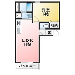 レナジア大倉 1LDKの間取図画像