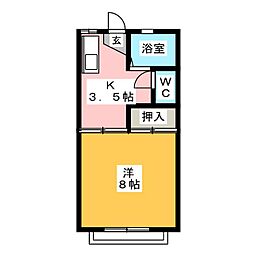 ウィステリア・I 1Kの間取図画像
