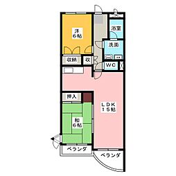 シャトーカワイ 2LDKの間取図画像
