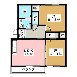 グリュック3C 2LDKの間取図画像