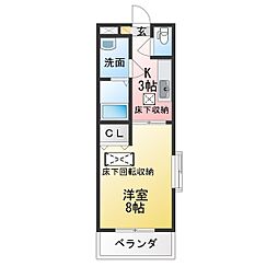 パレオ鳥居町 1Kの間取図画像