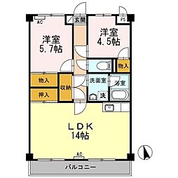 シャルムマスダ3 2LDKの間取図画像