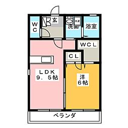 クローバー 1LDKの間取図画像