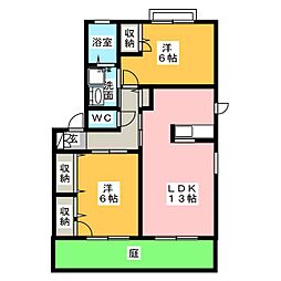 ノヴェル・フォーC 2LDKの間取図画像