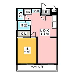 ポーラスター 1LDKの間取図画像