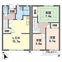 サニーハイツめじろ台つぐみ館 3LDKの間取図画像