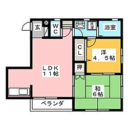ガーデンテラス広明町 2LDKの間取図画像