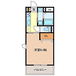 ファインテラス 1Kの間取図画像