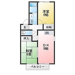 グリーンハイツジニアA 2LDKの間取図画像
