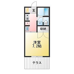 三重津市時田ハウスA 1Kの間取図画像