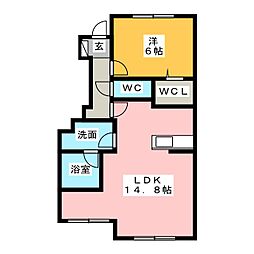 アルバーダ雅3 1LDKの間取図画像