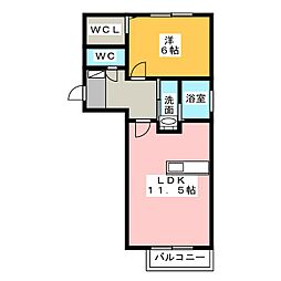 プロシード上浜A 1LDKの間取図画像