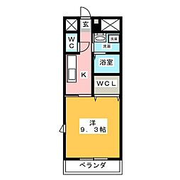 ファーストステージU 1Kの間取図画像