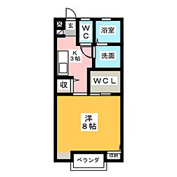 メディオハイツユウ 1Kの間取図画像