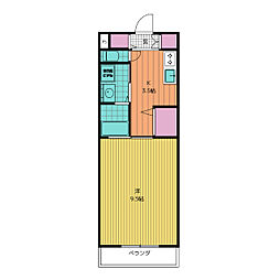 ベルメゾン 1Kの間取図画像