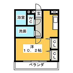 ブルースカイマンション6 ワンルームの間取図画像