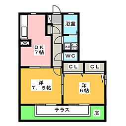 ノヴェル・フォーA 2DKの間取図画像