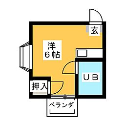ミューズパレス高野2 ワンルームの間取図画像