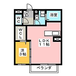 ウエストフィールド 1LDKの間取図画像