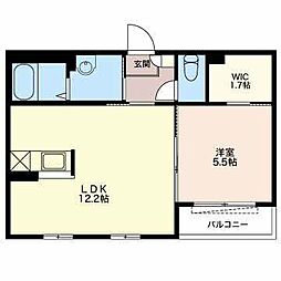 エストウィット 1LDKの間取図画像