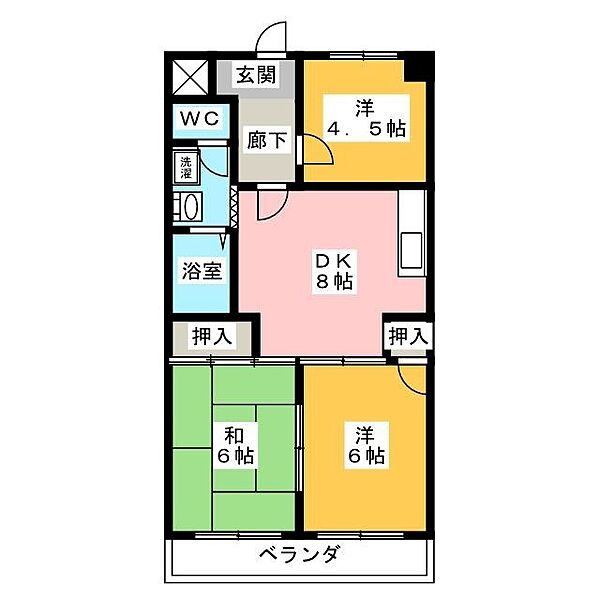 スカイハイツ瀬古 ｜三重県鈴鹿市中旭が丘１丁目(賃貸マンション3DK・6階・51.00㎡)の写真 その2