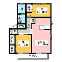 コータ・コートＷ　Ｂ棟  ｜ 三重県鈴鹿市末広北２丁目（賃貸アパート2LDK・1階・61.33㎡） その2