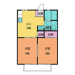 サンマリーナ 2DKの間取図画像