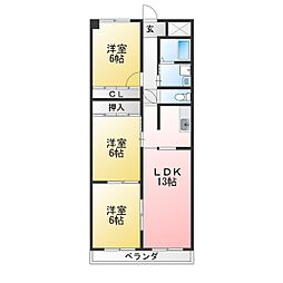 マンション幸 3LDKの間取図画像