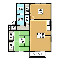 エスポワール鈴鹿A 2LDKの間取図画像