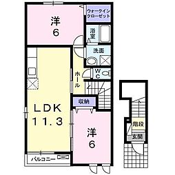サンウェスト・イーストE 2LDKの間取図画像