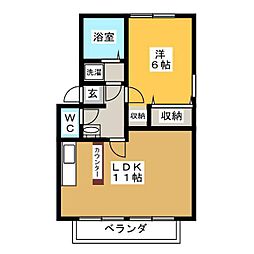 アビィロード2 1LDKの間取図画像