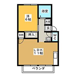 アビィロード2 1LDKの間取図画像
