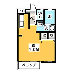パルミラオメガ ワンルームの間取図画像